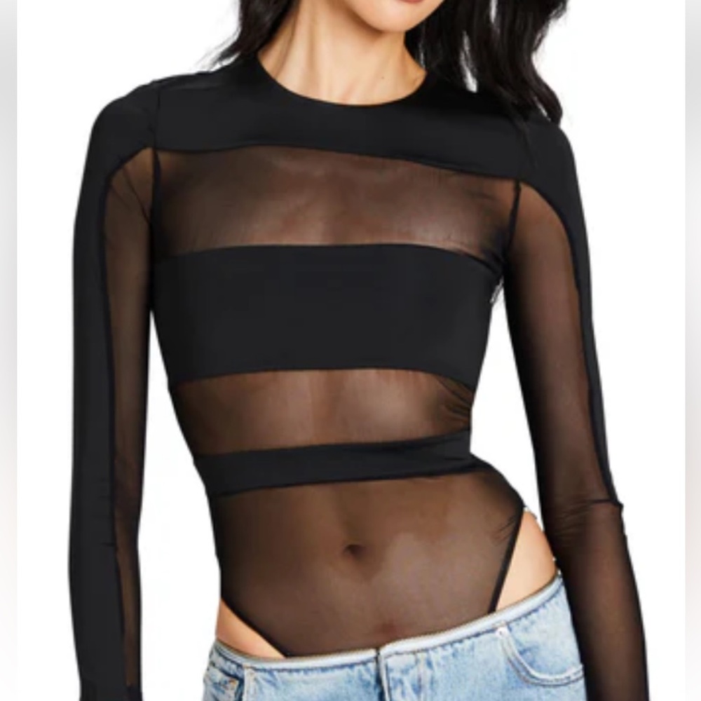 SER.O.YA Black Mesh Bodysuit